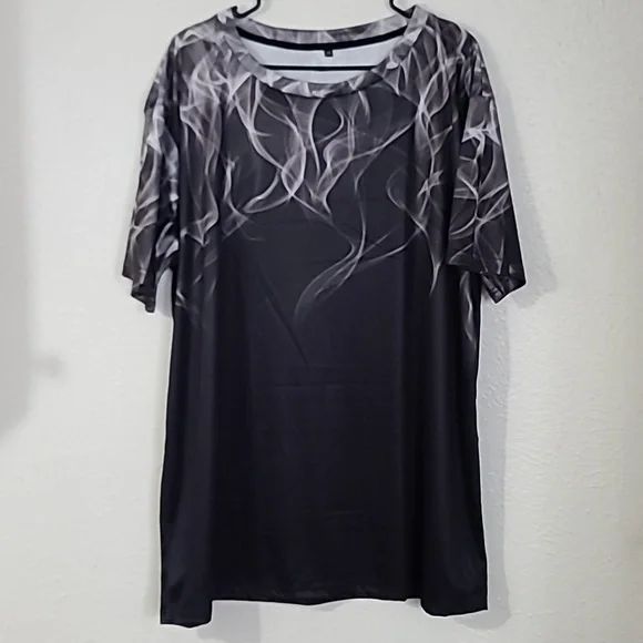 Grey Flame Smoke Luxury Graphic Mens Tee Shirt Dri Fit Tshirt Size 2XL - Picture 2 of 15
